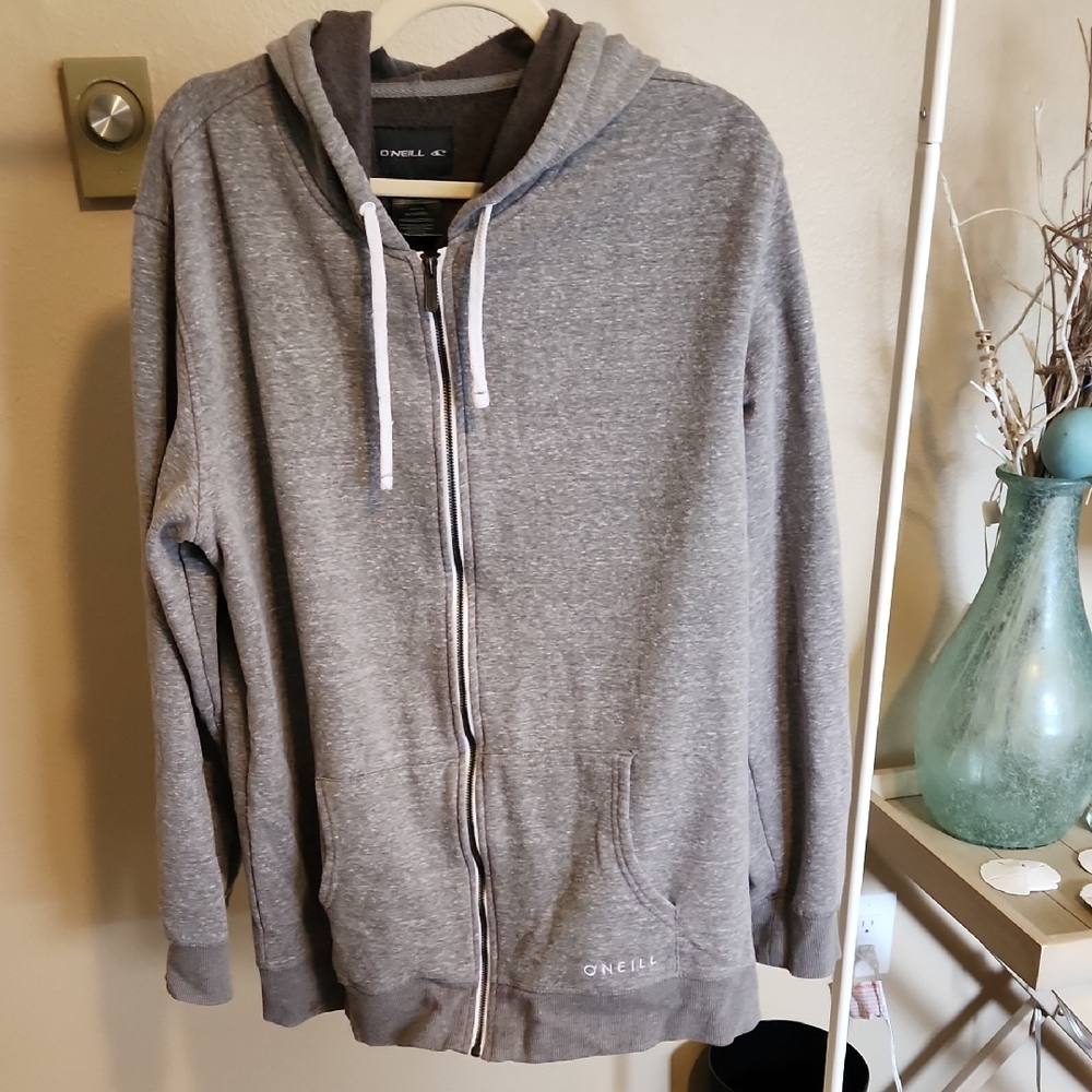 O'Neill Heather Gray Zip-Up Sweater